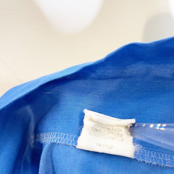 Vintage 70s 80s Artistic Creation Size Medium House Dress Blue Floral Embroidery - Picture 8 of 16